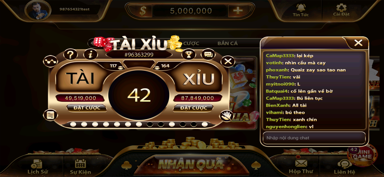 Ảnh chụp màn hình ứng dụng VN88 hiển thị các trò chơi slot